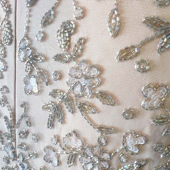 Mac Duggal 10812 Beaded Tea Length Dress Sheer Long Sleeves Women's Size 16 - Picture 7 of 11